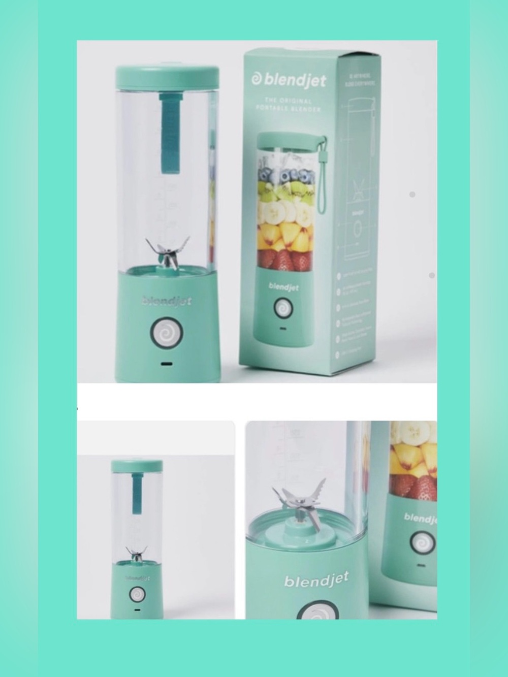 BlendJet 2 Seafoam Green 16oz Portable USB rechargeable  Blender 🌿🆕🌿 $59 value